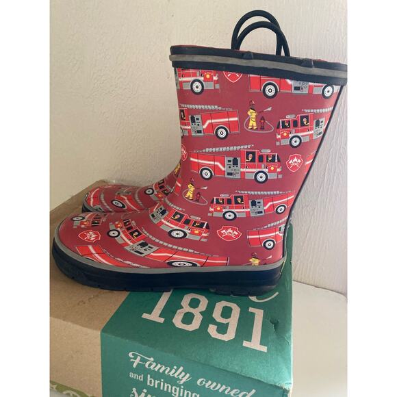 Western Chief Unisex-Child Rain Boot Fire Truck Rescue Tread Loop Size 3 - Picture 1 of 6